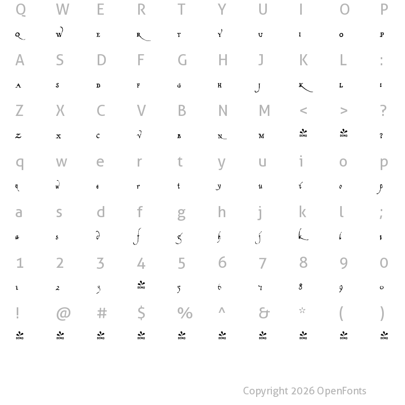 Character Map of FONTSPRING DEMO - Americratika Regular