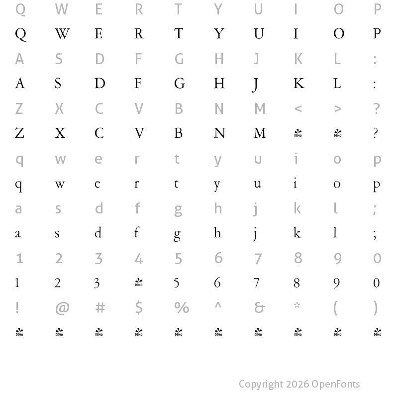 Character Map of FONTSPRING DEMO - Amsterdamer Garamont Pro Regular