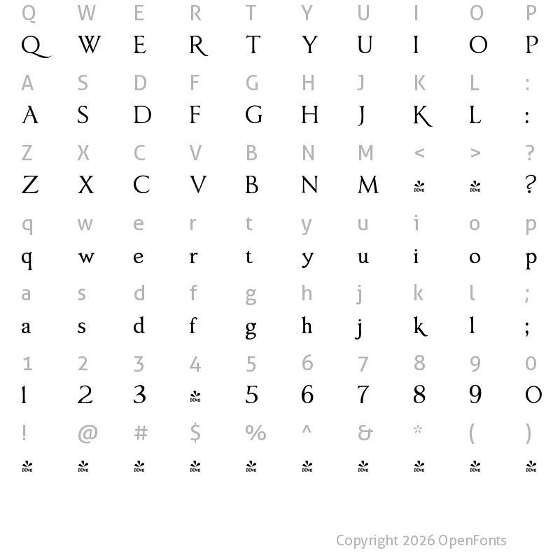 Character Map of FONTSPRING DEMO - Anavio Regular