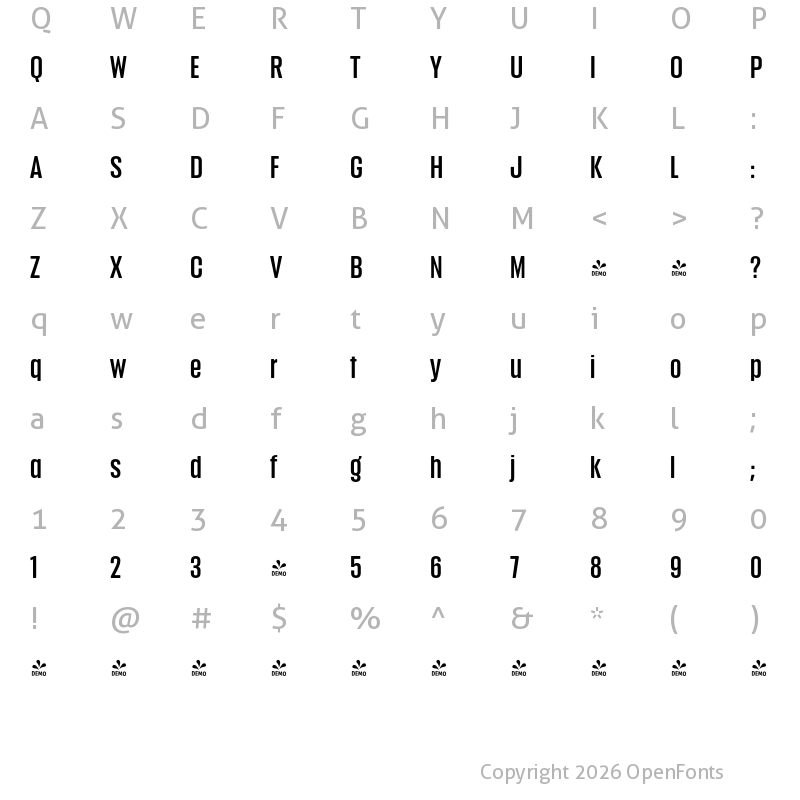 Character Map of FONTSPRING DEMO - Anguita Sans SemiBold Regular