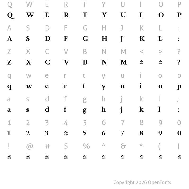 Character Map of FONTSPRING DEMO - Anthea PRO Black Regular