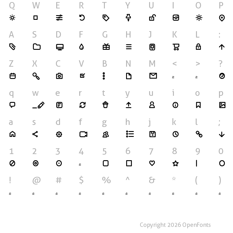 Character Map of FONTSPRING DEMO - Antipasto Icons DemiBold Regular