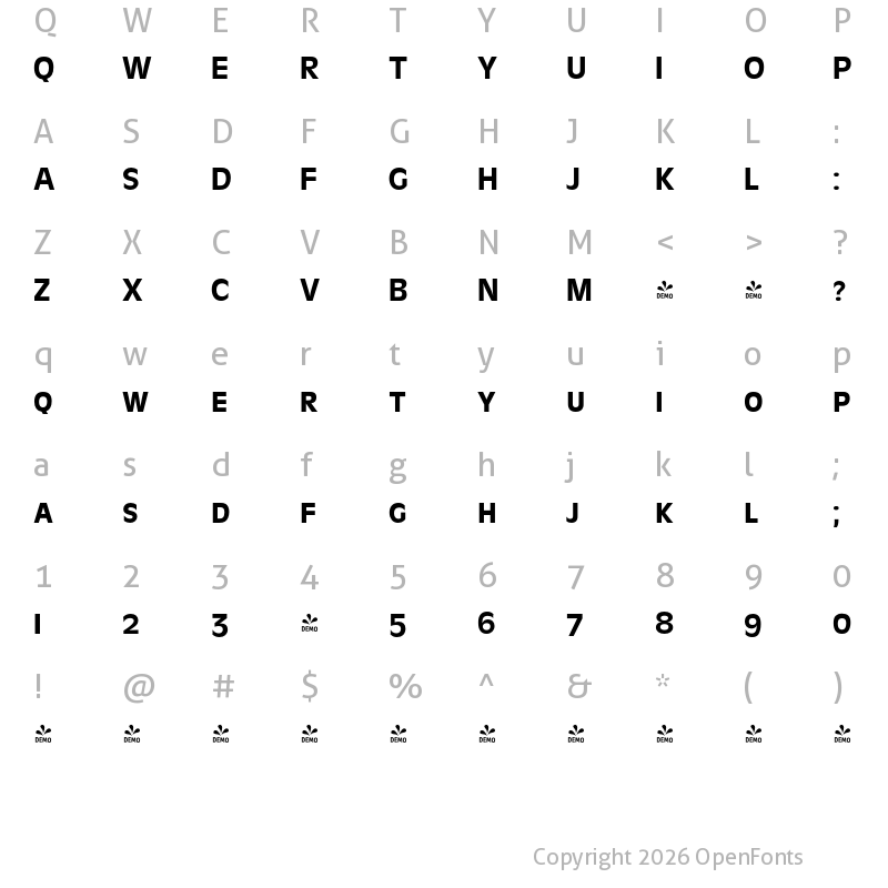 Character Map of FONTSPRING DEMO - AntiqueOliSCMed Regular