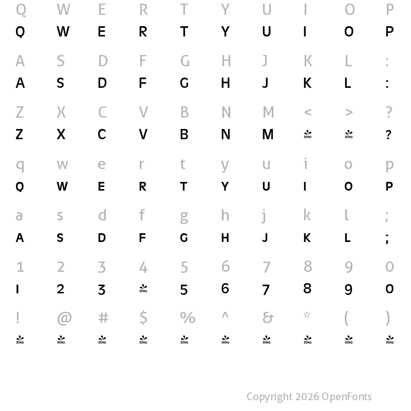 Character Map of FONTSPRING DEMO - AntiqueOliSCReg Regular