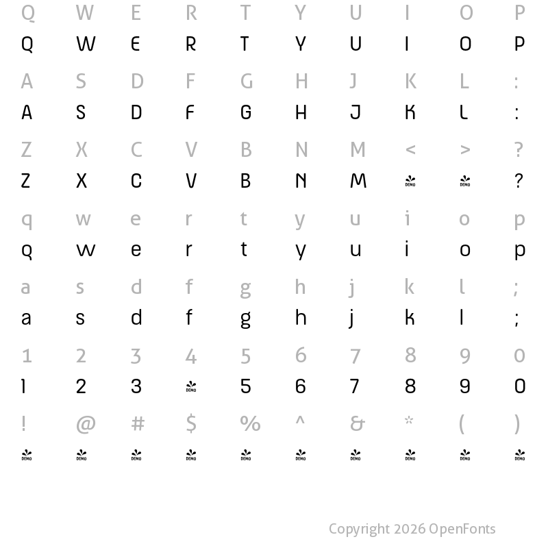 Character Map of FONTSPRING DEMO - ApronSoft Bk Regular