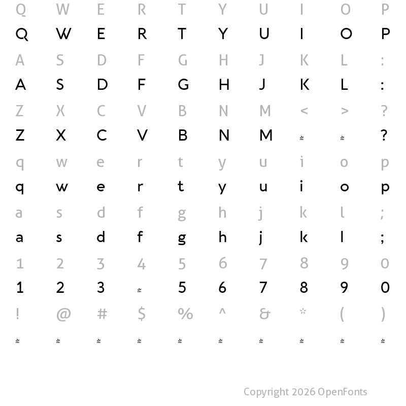 Character Map of FONTSPRING DEMO - Aquawax Pro Medium Regular