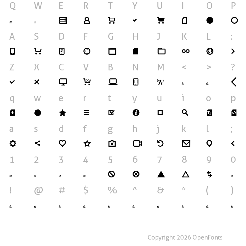 Character Map of FONTSPRING DEMO - Aquawax Pro Pictograms Bold