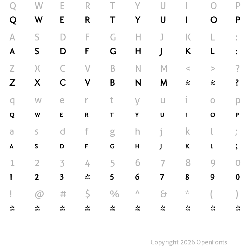 Character Map of FONTSPRING DEMO - Aragon Sans SC Bold