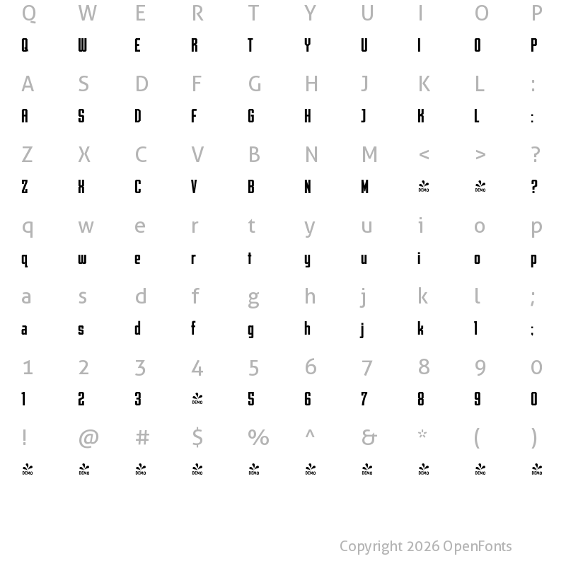 Character Map of FONTSPRING DEMO - Archiva Bold