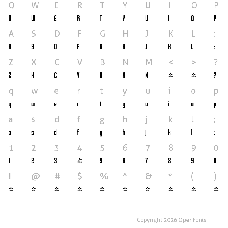 Character Map of FONTSPRING DEMO - Archiva Bold Rounded Bold