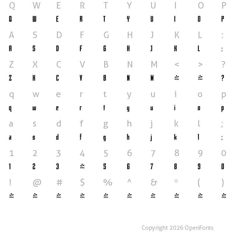 Character Map of FONTSPRING DEMO - Archiva Dropline Regular