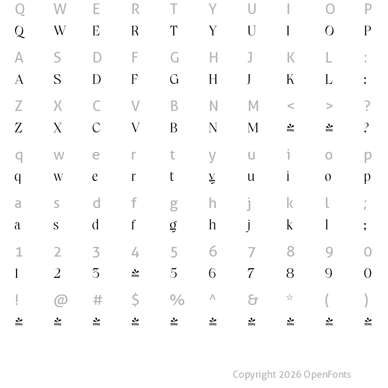 Character Map of FONTSPRING DEMO - Ardiland Regular