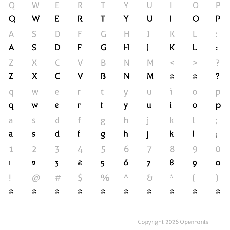 Character Map of FONTSPRING DEMO - Arequipa Med Regular