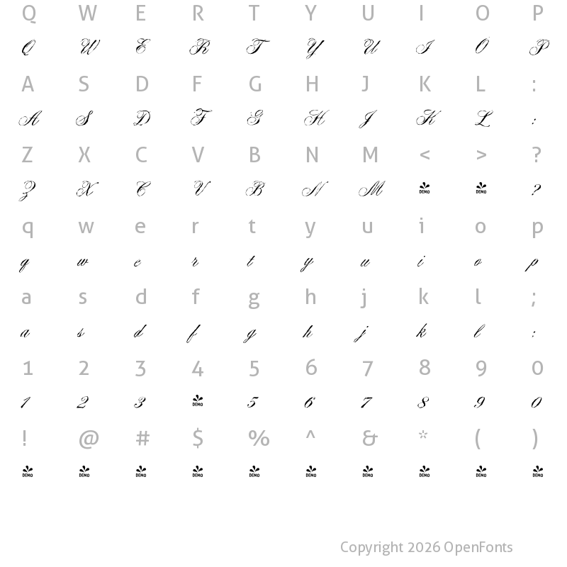 Character Map of FONTSPRING DEMO - Argyle Rough Regular