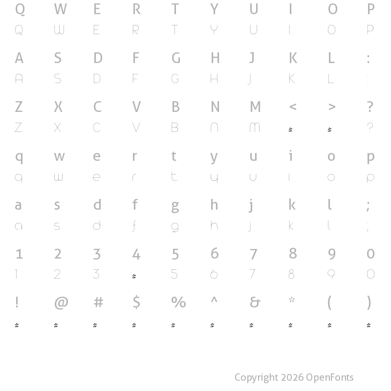 Character Map of FONTSPRING DEMO - Arista Pro Hairline Regular