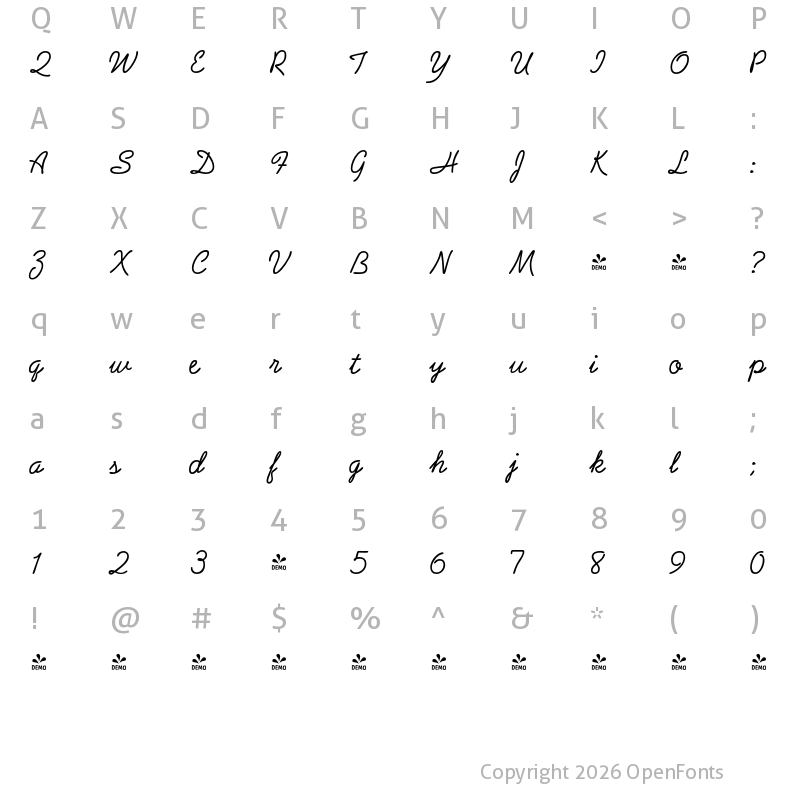 Character Map of FONTSPRING DEMO - Arizona Regular