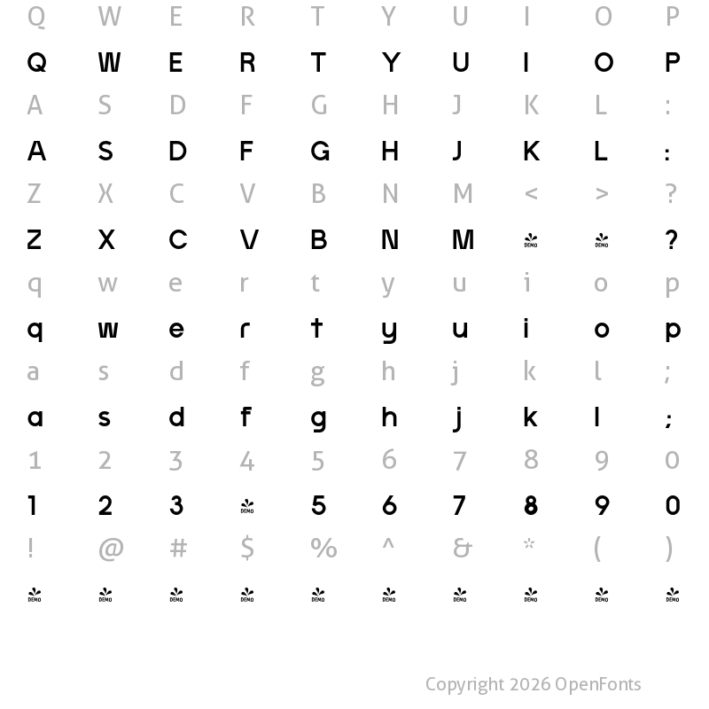 Character Map of FONTSPRING DEMO - Artavion SemBd Regular