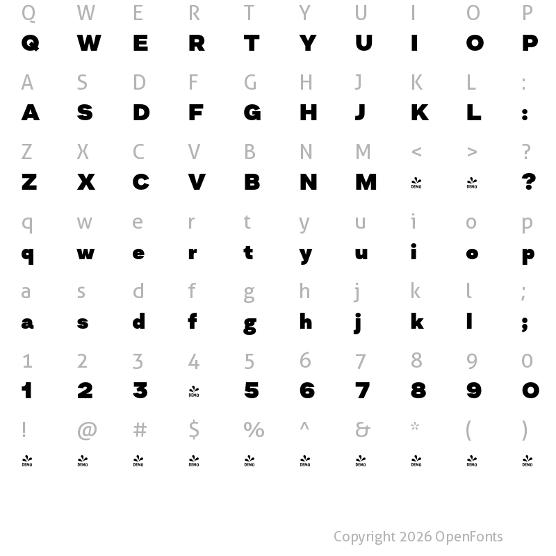 Character Map of FONTSPRING DEMO - Asket Extended Black