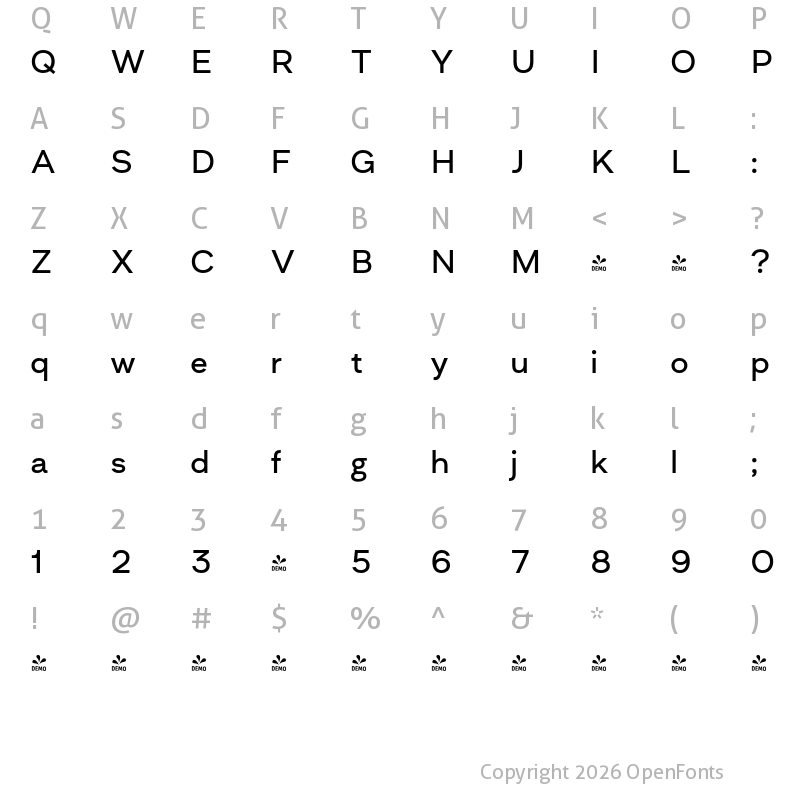 Character Map of FONTSPRING DEMO - Asket Extended Regular