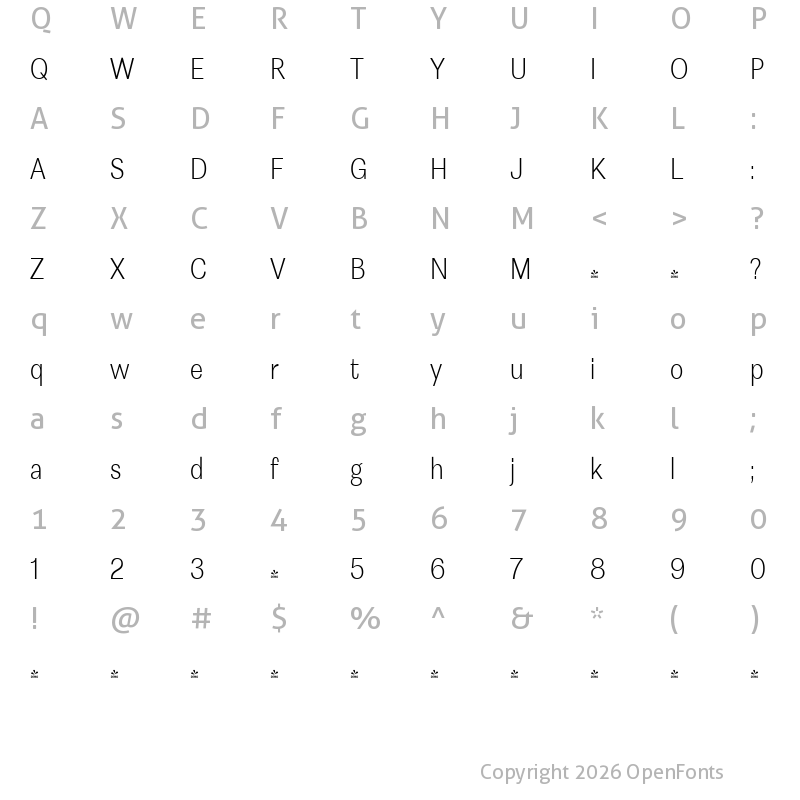 Character Map of FONTSPRING DEMO - Astrid Grotesk Lt SCn Regular