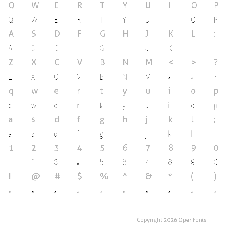 Character Map of FONTSPRING DEMO - Astrid Grotesk ULt Cn Regular