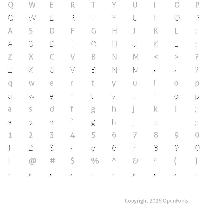 Character Map of FONTSPRING DEMO - Astrid Grotesk ULt Regular