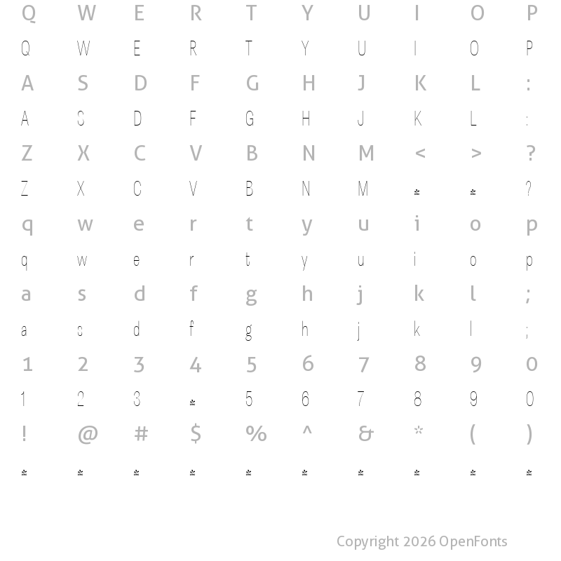 Character Map of FONTSPRING DEMO - Astrid Grotesk ULt XCn Regular