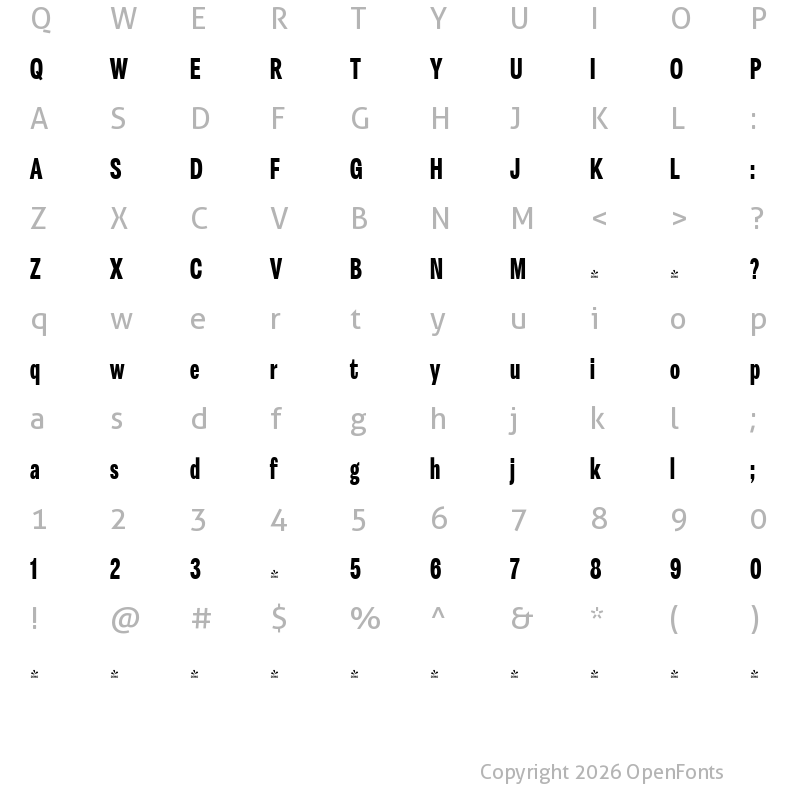 Character Map of FONTSPRING DEMO - Astrid Grotesk XBd XCn Regular
