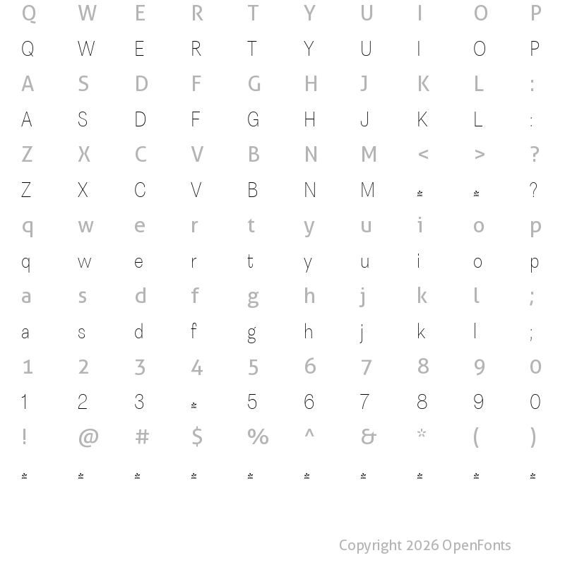 Character Map of FONTSPRING DEMO - Astrid Grotesk XLt SCn Regular