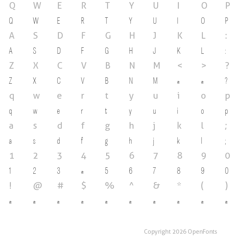 Character Map of FONTSPRING DEMO - Astrid Grotesk XLt XCn Regular