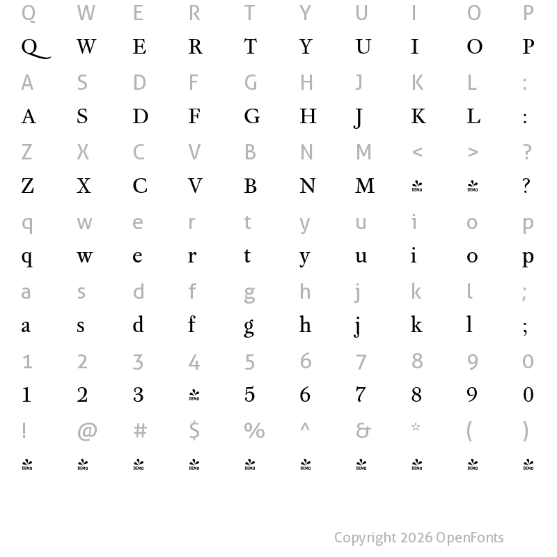 Character Map of FONTSPRING DEMO - Athanasius PRO Book Regular