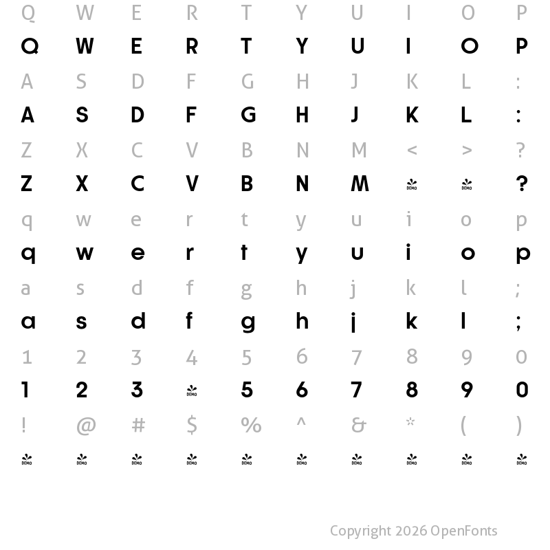 Character Map of FONTSPRING DEMO - Athlete Bold