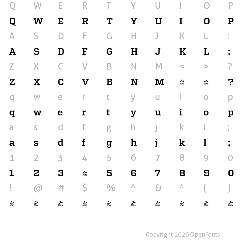 Character Map of FONTSPRING DEMO - Atletico Medium Regular