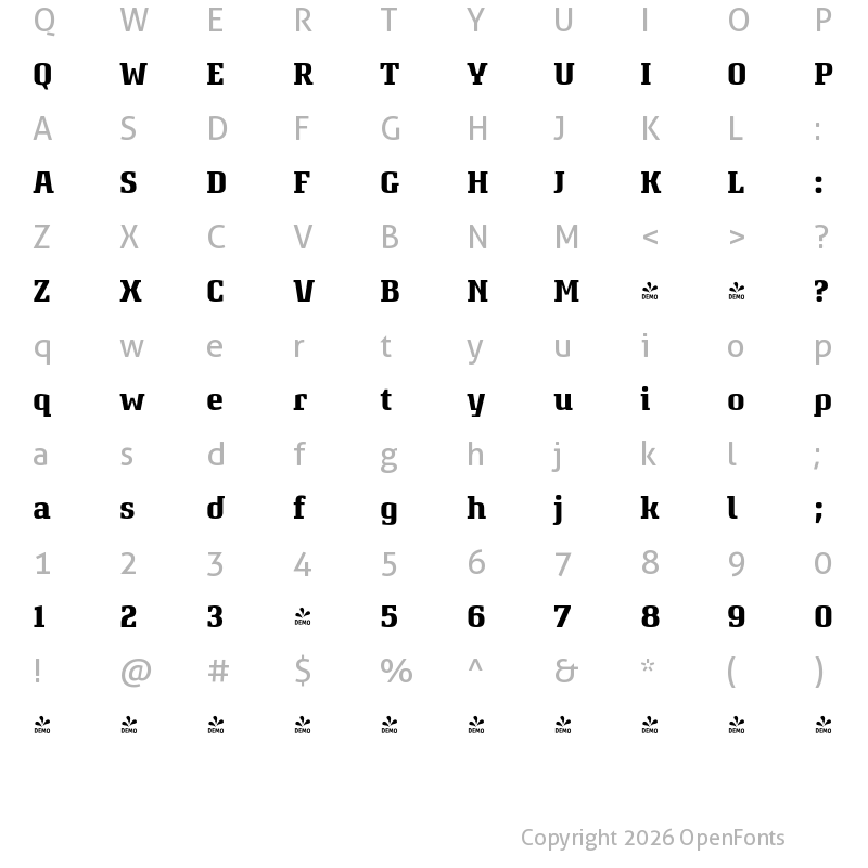 Character Map of FONTSPRING DEMO - Attorney Bold