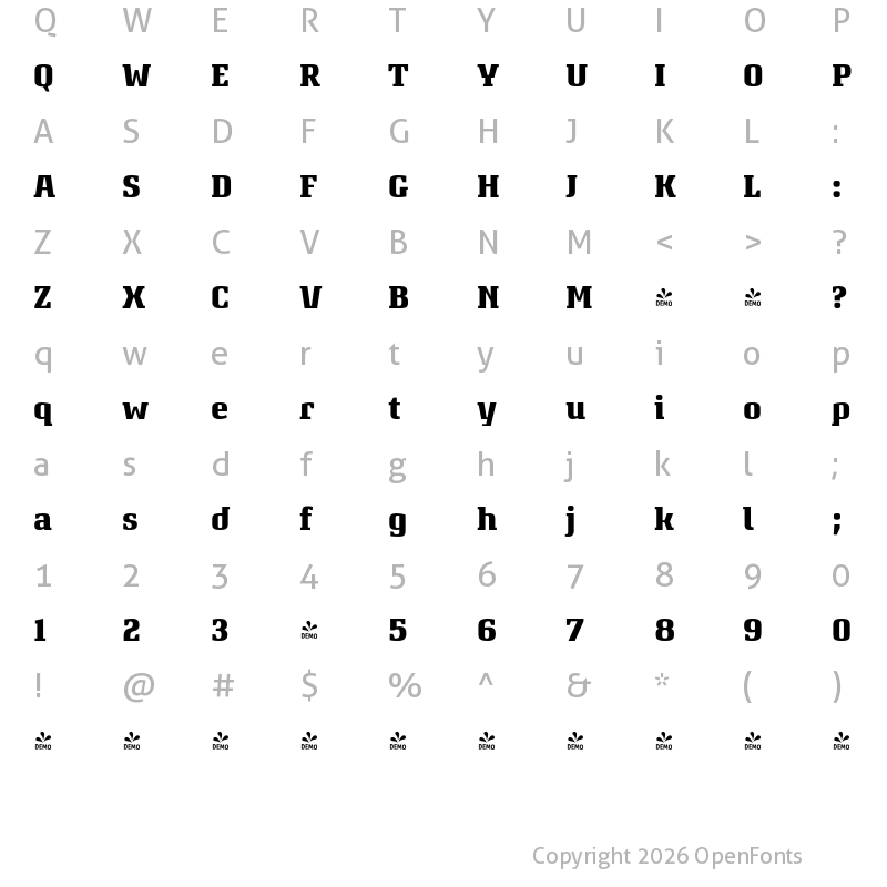 Character Map of FONTSPRING DEMO - Attorney Extrabold Regular