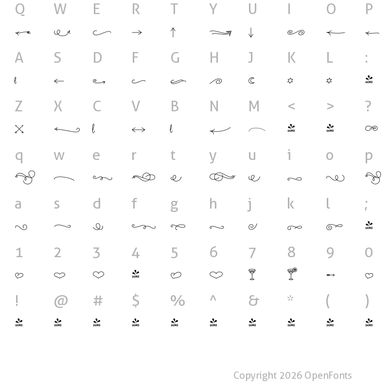 Character Map of FONTSPRING DEMO - Audrey Ornaments3 Bold