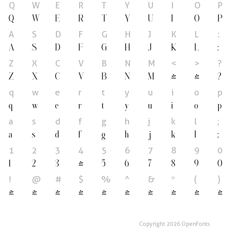 Character Map of FONTSPRING DEMO - Aumiller Serif Regular