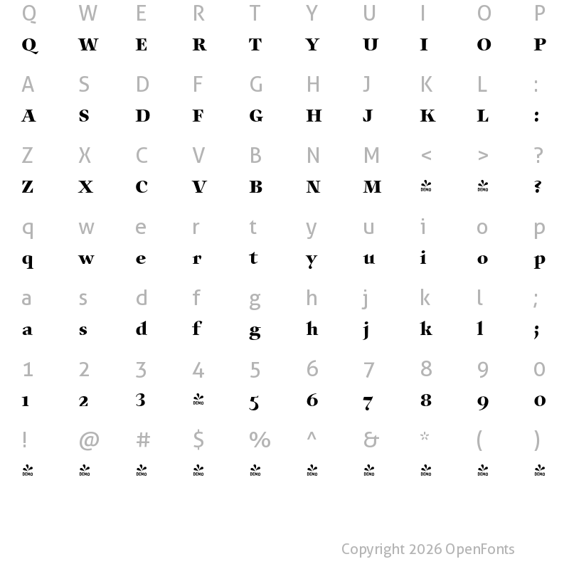 Character Map of FONTSPRING DEMO - Auxerre 75 Bold