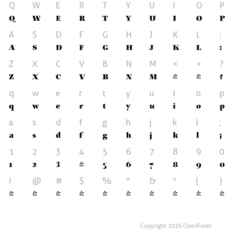 Character Map of FONTSPRING DEMO - Auxerre 85 Black