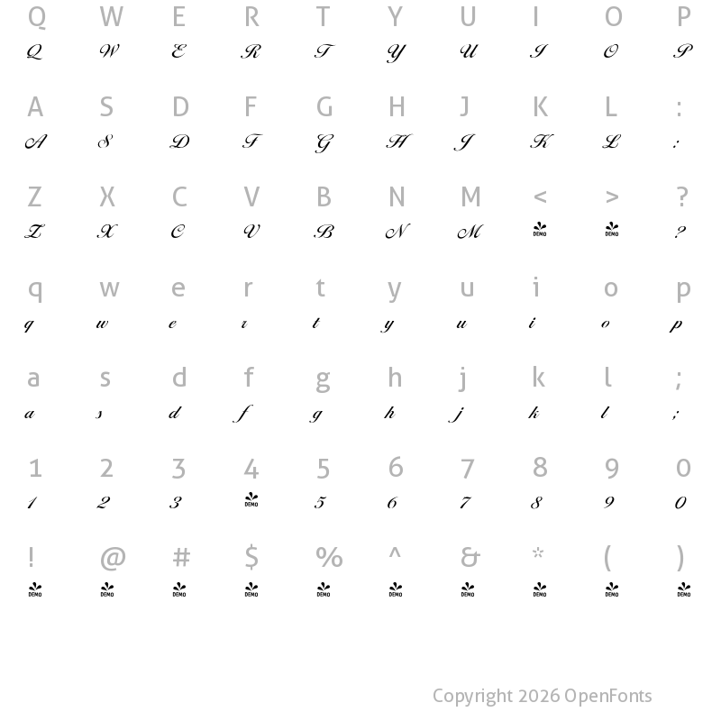 Character Map of FONTSPRING DEMO - Ballantines Serial Medium Regular