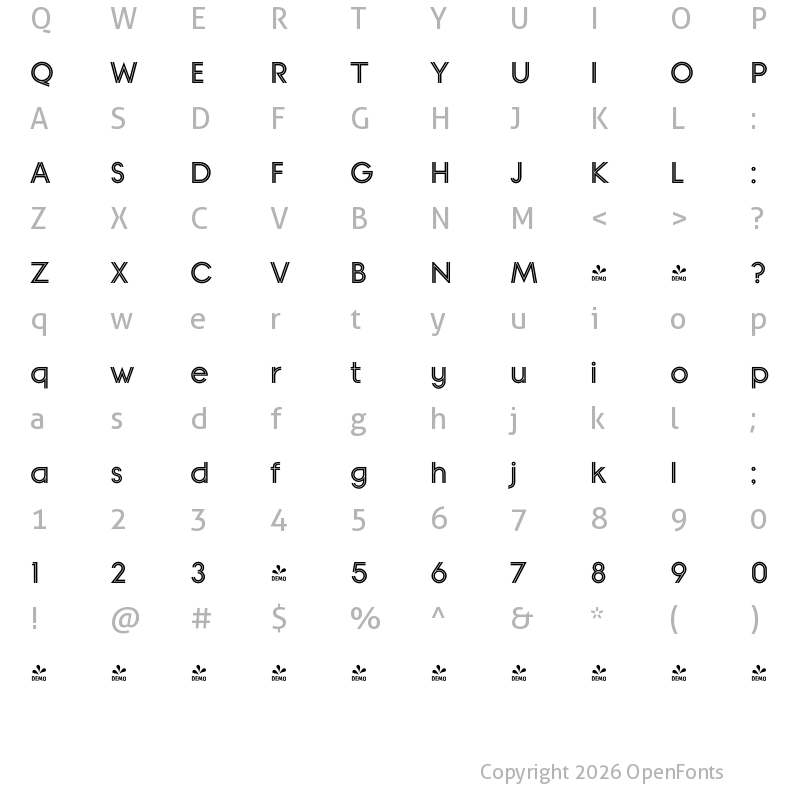 Character Map of FONTSPRING DEMO - Banks Miles Double Line Dark Regular