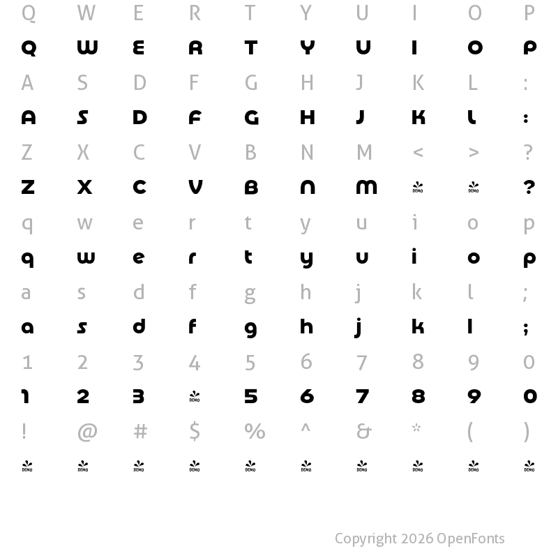 Character Map of FONTSPRING DEMO - Basenji Med Regular
