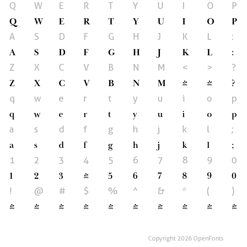 Character Map of FONTSPRING DEMO - Baskerville Display PT Bold