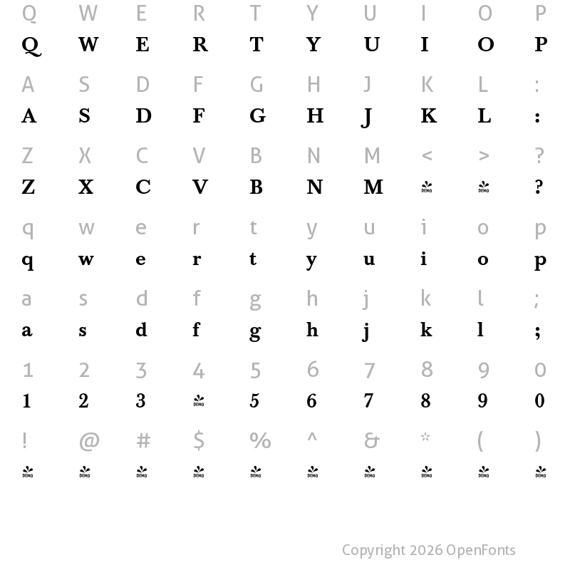 Character Map of FONTSPRING DEMO - Baskerville FS Bold