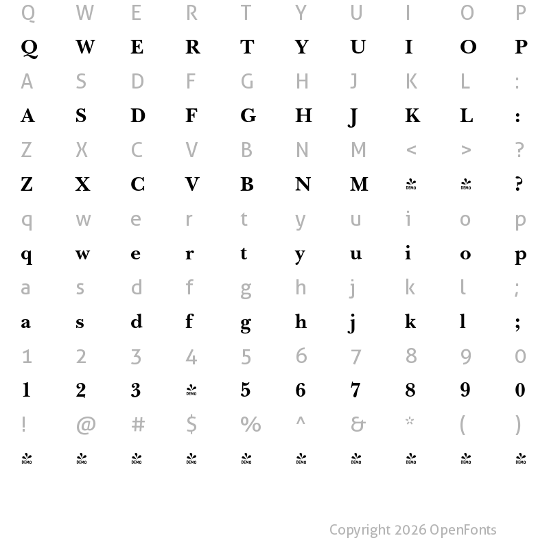 Character Map of FONTSPRING DEMO - Baskerville Nova Pro Bold