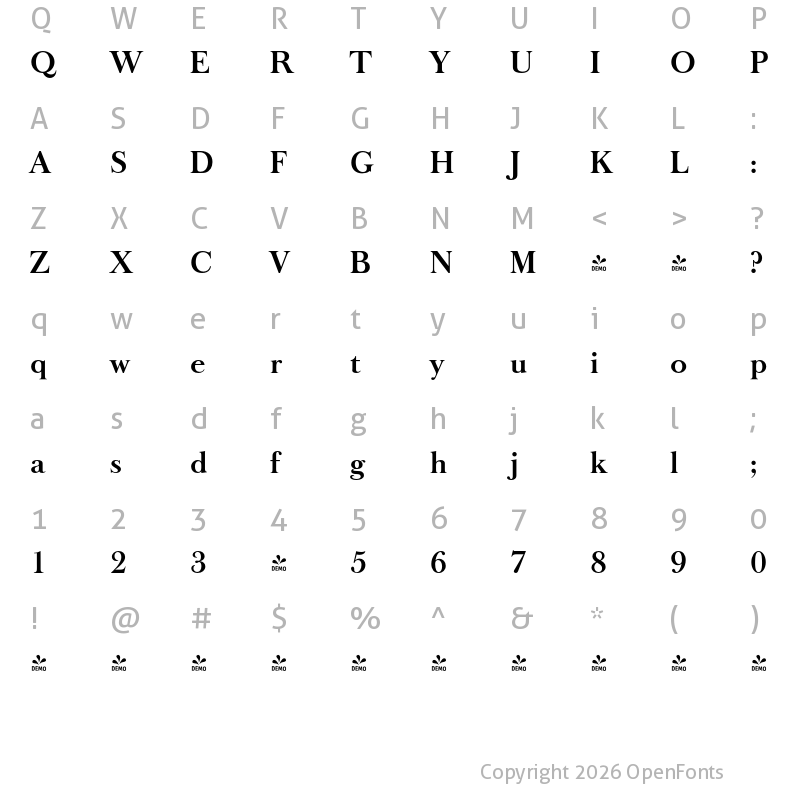 Character Map of FONTSPRING DEMO - Baskerville Old Serial Bold
