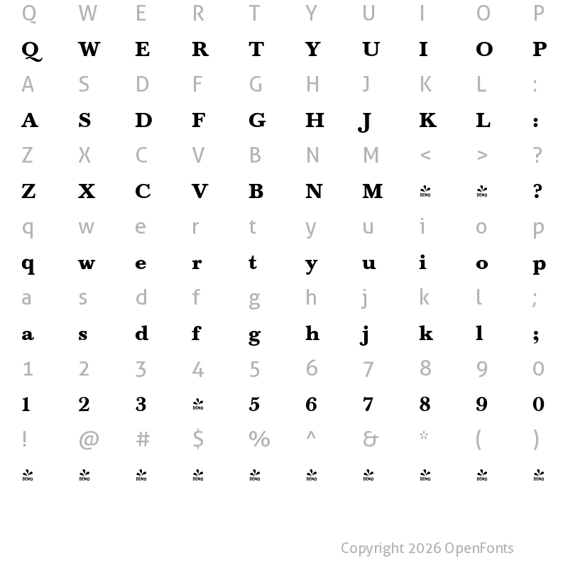 Character Map of FONTSPRING DEMO - Baskerville Pro Heavy Regular