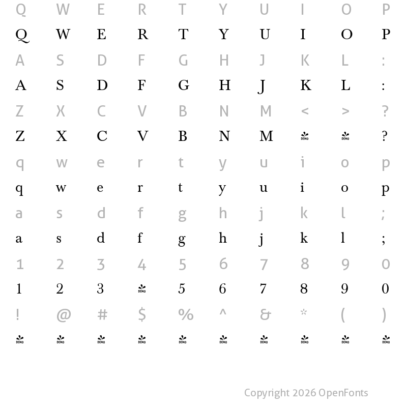 Character Map of FONTSPRING DEMO - Baskerville Pro Regular
