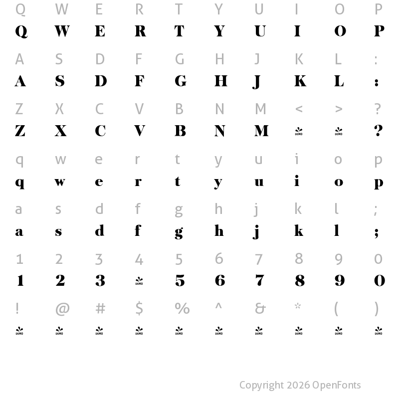Character Map of FONTSPRING DEMO - Baskerville Serial Black Regular