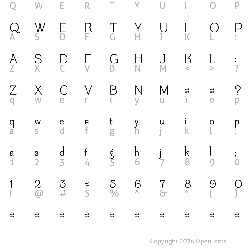 Character Map of FONTSPRING DEMO - Be Creative Regular